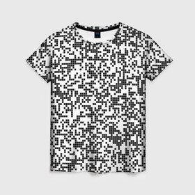Женская футболка 3D с принтом Пиксельный Узор в Курске, 100% полиэфир ( синтетическое хлопкоподобное полотно) | прямой крой, круглый вырез горловины, длина до линии бедер | blackwhite | pixels | пиксели | узор | чернобелый