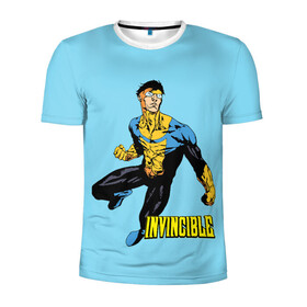 Мужская футболка 3D спортивная с принтом Invincible Неуязвимый в Курске, 100% полиэстер с улучшенными характеристиками | приталенный силуэт, круглая горловина, широкие плечи, сужается к линии бедра | boy | cartoon | damien darkblood | hero | invincible | superhero | герой | марк грейсон | мультик | мультсериал | непобедимый | неуязвимый | персонаж | супергерой