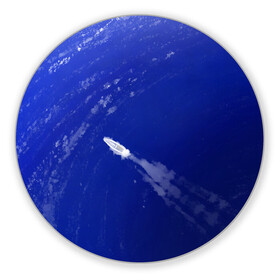 Коврик для мышки круглый с принтом Катер и море в Курске, резина и полиэстер | круглая форма, изображение наносится на всю лицевую часть | арт | белый | иллюстрация | катер | море | плыть | принт | синий | фон