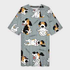 Платье-футболка 3D с принтом Собаки Бигли в Курске,  |  | dog | бигли | бигль | животные | пес | природа | собака | собаки | собакчка | собачки