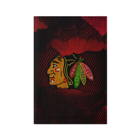 Обложка для паспорта матовая кожа с принтом CHICAGO NHL в Курске, натуральная матовая кожа | размер 19,3 х 13,7 см; прозрачные пластиковые крепления | Тематика изображения на принте: blackhawks | chicago | iron | logo | nhl | red | sport | usa | блэкхоукс | железо | логотип | нхл | сетка | спорт | сша | хоккей | чикаго