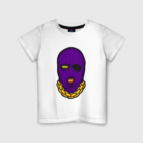 Детская футболка хлопок с принтом DaBaby Purple Mask в Курске, 100% хлопок | круглый вырез горловины, полуприлегающий силуэт, длина до линии бедер | Тематика изображения на принте: gangster | golden | mask | music | rappers