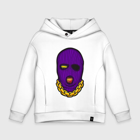 Детское худи Oversize хлопок с принтом DaBaby Purple Mask в Курске, френч-терри — 70% хлопок, 30% полиэстер. Мягкий теплый начес внутри —100% хлопок | боковые карманы, эластичные манжеты и нижняя кромка, капюшон на магнитной кнопке | Тематика изображения на принте: gangster | golden | mask | music | rappers