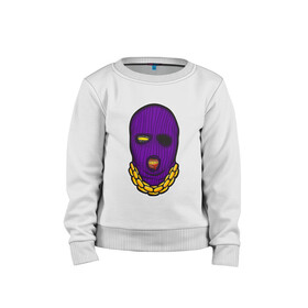 Детский свитшот хлопок с принтом DaBaby Purple Mask в Курске, 100% хлопок | круглый вырез горловины, эластичные манжеты, пояс и воротник | gangster | golden | mask | music | rappers