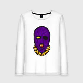 Женский лонгслив хлопок с принтом DaBaby Purple Mask в Курске, 100% хлопок |  | Тематика изображения на принте: gangster | golden | mask | music | rappers