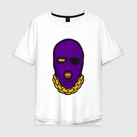 Мужская футболка хлопок Oversize с принтом DaBaby Purple Mask в Курске, 100% хлопок | свободный крой, круглый ворот, “спинка” длиннее передней части | Тематика изображения на принте: gangster | golden | mask | music | rappers