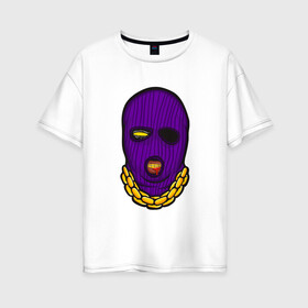 Женская футболка хлопок Oversize с принтом DaBaby Purple Mask в Курске, 100% хлопок | свободный крой, круглый ворот, спущенный рукав, длина до линии бедер
 | gangster | golden | mask | music | rappers