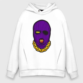 Мужское худи Oversize хлопок с принтом DaBaby Purple Mask в Курске, френч-терри — 70% хлопок, 30% полиэстер. Мягкий теплый начес внутри —100% хлопок | боковые карманы, эластичные манжеты и нижняя кромка, капюшон на магнитной кнопке | Тематика изображения на принте: gangster | golden | mask | music | rappers