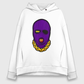 Женское худи Oversize хлопок с принтом DaBaby Purple Mask в Курске, френч-терри — 70% хлопок, 30% полиэстер. Мягкий теплый начес внутри —100% хлопок | боковые карманы, эластичные манжеты и нижняя кромка, капюшон на магнитной кнопке | Тематика изображения на принте: gangster | golden | mask | music | rappers