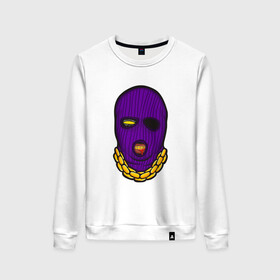 Женский свитшот хлопок с принтом DaBaby Purple Mask в Курске, 100% хлопок | прямой крой, круглый вырез, на манжетах и по низу широкая трикотажная резинка  | gangster | golden | mask | music | rappers
