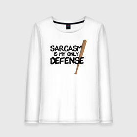 Женский лонгслив хлопок с принтом Sarcasm is my only defense в Курске, 100% хлопок |  | Тематика изображения на принте: alpha | beta | derek | derek hale | omega | scott | scott mccall | serial | stiles | stiles stilinski | teen wolf | wolf | бета | волк | волки | волчонок | дерек | дерек хейл | оборотень | оборотни | ольфа | омега | сериал | скотт | скотт макколл | стайлз