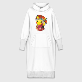 Платье удлиненное хлопок с принтом Пикачу гейша в Курске,  |  | anime | picachu | pikachu | аниме | милый | пика | пикачу | покебол | покемон