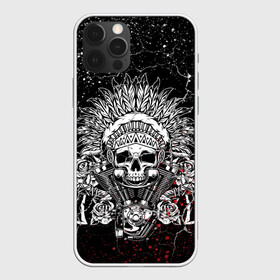 Чехол для iPhone 12 Pro Max с принтом Череп Индеец Трещины в Курске, Силикон |  | beast | dead | head | skulls | vampire | голова | двигатель | животные | зверь | зубы | индеец | кости | мозги | мотор | паттерн | перья | полосы | скелет | текстура | точки | трещины | узор | хо | цветы | чб | черепа