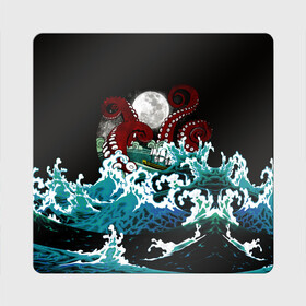 Магнит виниловый Квадрат с принтом Корабль на Волнах | Кракен в Курске, полимерный материал с магнитным слоем | размер 9*9 см, закругленные углы | animal | beast | kraken | monster | moon | ocean | octopus | sea | ship | water | waves | вода | волны | животные | звери | корабль | кракен | луна | монстр | море | океан | осьминог | рыбы | щупальца