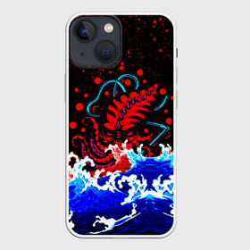 Чехол для iPhone 13 mini с принтом Кровавый Кракен Монстр в Курске,  |  | animal | beast | blood | drops | kraken | monster | ocean | octopus | sea | water | waves | брызги | вода | волны | животные | звери | капли | кракен | кровь | монстр | море | океан | осьминог | рыбы | щупальца