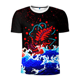 Мужская футболка 3D спортивная с принтом Кровавый Кракен Монстр в Курске, 100% полиэстер с улучшенными характеристиками | приталенный силуэт, круглая горловина, широкие плечи, сужается к линии бедра | Тематика изображения на принте: animal | beast | blood | drops | kraken | monster | ocean | octopus | sea | water | waves | брызги | вода | волны | животные | звери | капли | кракен | кровь | монстр | море | океан | осьминог | рыбы | щупальца