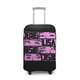 Чехол для чемодана 3D с принтом Black pink eyes в Курске, 86% полиэфир, 14% спандекс | двустороннее нанесение принта, прорези для ручек и колес | black pink | blackpink | pop | блэк пинк | ким дженни | ким джи су | корейцы | лалиса манобан | музыка | поп | попса | розэ