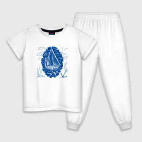 Детская пижама хлопок с принтом Корабль Ship в Курске, 100% хлопок |  брюки и футболка прямого кроя, без карманов, на брюках мягкая резинка на поясе и по низу штанин
 | ship | кораблик | кораблики на синем | корабль | морские | пузыри