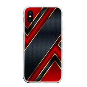 Чехол для iPhone XS Max матовый с принтом Black & Red 3D в Курске, Силикон | Область печати: задняя сторона чехла, без боковых панелей | 3d | 3д | sport | абстракция | линии | паттерн | соты | спортивный стиль | текстуры