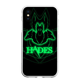 Чехол для iPhone XS Max матовый с принтом Hades в Курске, Силикон | Область печати: задняя сторона чехла, без боковых панелей | hades | roguelike | бесконечные круги ада | волки | зелёные | компьютерная игра | светящиеся | эмблема