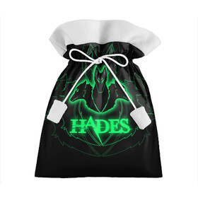 Подарочный 3D мешок с принтом Hades в Курске, 100% полиэстер | Размер: 29*39 см | hades | roguelike | бесконечные круги ада | волки | зелёные | компьютерная игра | светящиеся | эмблема