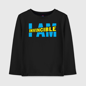 Детский лонгслив хлопок с принтом I am Invincible в Курске, 100% хлопок | круглый вырез горловины, полуприлегающий силуэт, длина до линии бедер | allen | invincible | omni man | omniman | superhero | алиен | аллен | инвинсибл | неуязвимый | омнимэн | супергерои