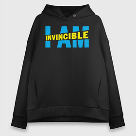 Женское худи Oversize хлопок с принтом I am Invincible в Курске, френч-терри — 70% хлопок, 30% полиэстер. Мягкий теплый начес внутри —100% хлопок | боковые карманы, эластичные манжеты и нижняя кромка, капюшон на магнитной кнопке | allen | invincible | omni man | omniman | superhero | алиен | аллен | инвинсибл | неуязвимый | омнимэн | супергерои