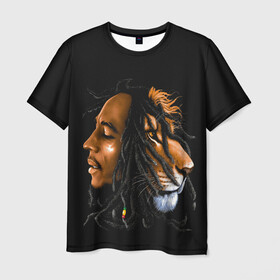 Мужская футболка 3D с принтом БОБ МАРЛИ в Курске, 100% полиэфир | прямой крой, круглый вырез горловины, длина до линии бедер | bob | face | jamaica | lion | marley | reggae | боб | дреды | лев | лицо | марли | музыка | портрет | регги | ямайка