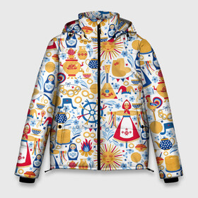 Мужская зимняя куртка 3D с принтом Славянская символика в Курске, верх — 100% полиэстер; подкладка — 100% полиэстер; утеплитель — 100% полиэстер | длина ниже бедра, свободный силуэт Оверсайз. Есть воротник-стойка, отстегивающийся капюшон и ветрозащитная планка. 

Боковые карманы с листочкой на кнопках и внутренний карман на молнии. | art | background | balalaika | bear | bonfire | carnival | fire | pancakes | samovar | slavic | sun | symbolism | texture | арт | балалайка | блины | костер | ложки | масленица | матрешка | медведь | огонь | петух | самовар | символика | славянская | солн