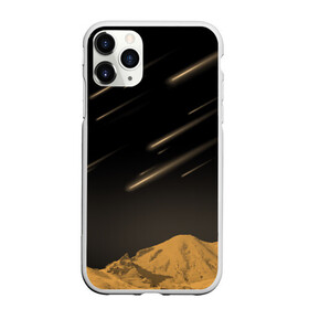 Чехол для iPhone 11 Pro Max матовый с принтом Звездопад в Курске, Силикон |  | art | black | orange | print | абстракция | горы | звёзды | ночь