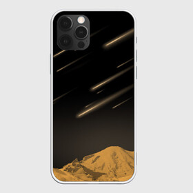 Чехол для iPhone 12 Pro Max с принтом Звездопад в Курске, Силикон |  | art | black | orange | print | абстракция | горы | звёзды | ночь