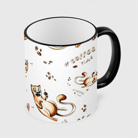 Кружка с принтом Cofee time в Курске, керамика | ёмкость 330 мл | Тематика изображения на принте: cat | coffee | котики | кофе | напиток | уют | юмор