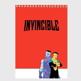 Скетчбук с принтом Invincible в Курске, 100% бумага
 | 48 листов, плотность листов — 100 г/м2, плотность картонной обложки — 250 г/м2. Листы скреплены сверху удобной пружинной спиралью | Тематика изображения на принте: allen | invincible | omni man | omniman | superhero | алиен | аллен | инвинсибл | неуязвимый | омнимэн | супергерои