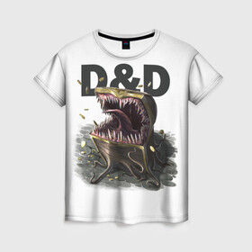 Женская футболка 3D с принтом D&D | Мимик-сундук | ДнД в Курске, 100% полиэфир ( синтетическое хлопкоподобное полотно) | прямой крой, круглый вырез горловины, длина до линии бедер | dd | dungeons and dragons | днд | мимик | подземелья и драконы | сундук
