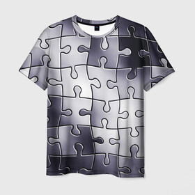 Мужская футболка 3D с принтом Пазлы в Курске, 100% полиэфир | прямой крой, круглый вырез горловины, длина до линии бедер | brainteaser | conundrum | puzzle | головоломка | пазл
