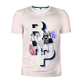 Мужская футболка 3D спортивная с принтом BP Style в Курске, 100% полиэстер с улучшенными характеристиками | приталенный силуэт, круглая горловина, широкие плечи, сужается к линии бедра | black pink | blackpink | pop | блэк пинк | ким дженни | ким джи су | корейцы | лалиса манобан | музыка | поп | попса | розэ