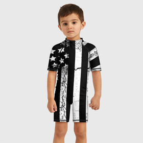 Детский купальный костюм 3D с принтом ЗВЕЗДНО-ПОЛОСАТЫЙ в Курске, Полиэстер 85%, Спандекс 15% | застежка на молнии на спине | america | black | dark | flag | graffiti | star | usa | white | америка | белый | граффити | звезды | полосы | ретро | стена | сша | флаг | черный