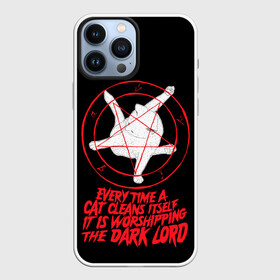 Чехол для iPhone 13 Pro Max с принтом КОТ САТАНЫ в Курске,  |  | Тематика изображения на принте: blood | cat | dark | devil | evil | lord | satan | дьявол | зло | кот | котик | котэ | лорд | пентаграмма | пушистый | сатана | темный