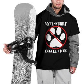 Накидка на куртку 3D с принтом Anti-Furry coalition в Курске, 100% полиэстер |  | anti furry | coalition | furry | антифурри | антропоморфные животные | запрет | зверь | знак | коалиция | фурри | человек животные