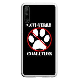 Чехол для Honor P30 с принтом Anti-Furry coalition в Курске, Силикон | Область печати: задняя сторона чехла, без боковых панелей | anti furry | coalition | furry | антифурри | антропоморфные животные | запрет | зверь | знак | коалиция | фурри | человек животные