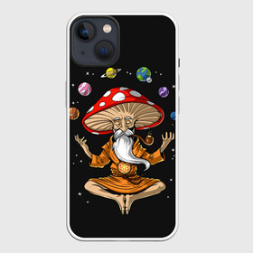 Чехол для iPhone 13 с принтом Космический Гриб Волшебник в Курске,  |  | beard | buddha | fly agaric | man | monk | moon | mushroom | old | planets | satellites | solar | space | stars | system | universe | борода | будда | вселенная | гриб | звезды | космос | луна | мухомор | планеты | система | солнечная | спутники |