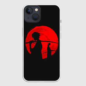 Чехол для iPhone 13 с принтом Samurai Sunset в Курске,  |  | japan | katana | midnight | moon | night | red | samurai | shadow | silhouette | sun | sunrise | sunset | twilight | восход | закат | катана | красное | луна | ночь | полночь | самураи | самурай | силует | силуэт | солнце | сумерки | тень | япония