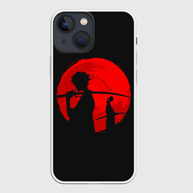 Чехол для iPhone 13 mini с принтом Samurai Sunset в Курске,  |  | japan | katana | midnight | moon | night | red | samurai | shadow | silhouette | sun | sunrise | sunset | twilight | восход | закат | катана | красное | луна | ночь | полночь | самураи | самурай | силует | силуэт | солнце | сумерки | тень | япония