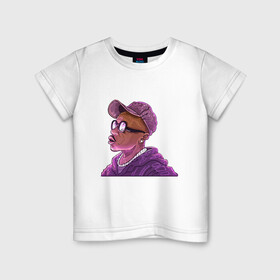 Детская футболка хлопок с принтом DaBaby Violet в Курске, 100% хлопок | круглый вырез горловины, полуприлегающий силуэт, длина до линии бедер | dababy | hiphop | music | rap | rapper | rockstar | usa | vinyl | граффити | диджей | мем | микрофон | музыка | рэп | рэпер | сша | хипхоп