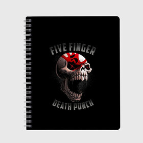 Тетрадь с принтом Five Finger Death Punch | 5FDP в Курске, 100% бумага | 48 листов, плотность листов — 60 г/м2, плотность картонной обложки — 250 г/м2. Листы скреплены сбоку удобной пружинной спиралью. Уголки страниц и обложки скругленные. Цвет линий — светло-серый
 | Тематика изображения на принте: 5fdp | america | death | ffdp | finger | five | hard | metal | music | punch | rock | skull | states | united | usa | америка | метал | музыка | рок | сша | хард | череп