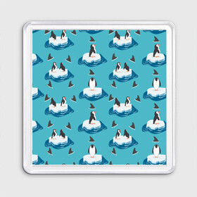 Магнит 55*55 с принтом Пингвины в Курске, Пластик | Размер: 65*65 мм; Размер печати: 55*55 мм | море | морские | океан | пингвин | пингвинчик | пингвины | плавники акул