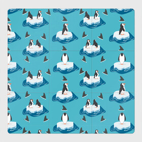 Магнитный плакат 3Х3 с принтом Пингвины в Курске, Полимерный материал с магнитным слоем | 9 деталей размером 9*9 см | море | морские | океан | пингвин | пингвинчик | пингвины | плавники акул