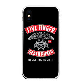 Чехол для iPhone XS Max матовый с принтом Five Finger Death Punch (5FDP) в Курске, Силикон | Область печати: задняя сторона чехла, без боковых панелей | Тематика изображения на принте: 5fdp | america | death | ffdp | finger | five | hard | metal | music | punch | rock | skull | states | united | usa | америка | метал | музыка | рок | сша | хард | череп