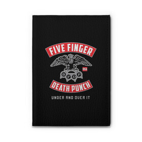 Обложка для автодокументов с принтом Five Finger Death Punch (5FDP) в Курске, натуральная кожа |  размер 19,9*13 см; внутри 4 больших “конверта” для документов и один маленький отдел — туда идеально встанут права | Тематика изображения на принте: 5fdp | america | death | ffdp | finger | five | hard | metal | music | punch | rock | skull | states | united | usa | америка | метал | музыка | рок | сша | хард | череп