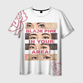 Мужская футболка 3D с принтом BP in your area в Курске, 100% полиэфир | прямой крой, круглый вырез горловины, длина до линии бедер | Тематика изображения на принте: black pink | blackpink | pop | блэк пинк | ким дженни | ким джи су | корейцы | лалиса манобан | музыка | поп | попса | розэ